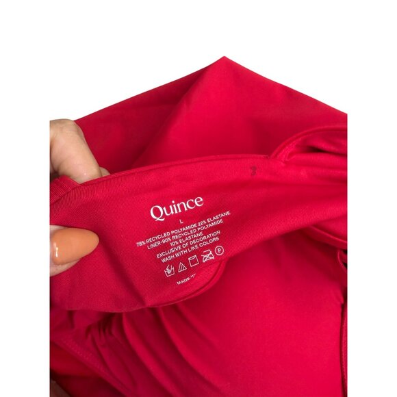 QUINCE Red Italian Plunge One Piece Swimsuit Bathing Suit Size Large NEW NWT - Picture 10 of 10